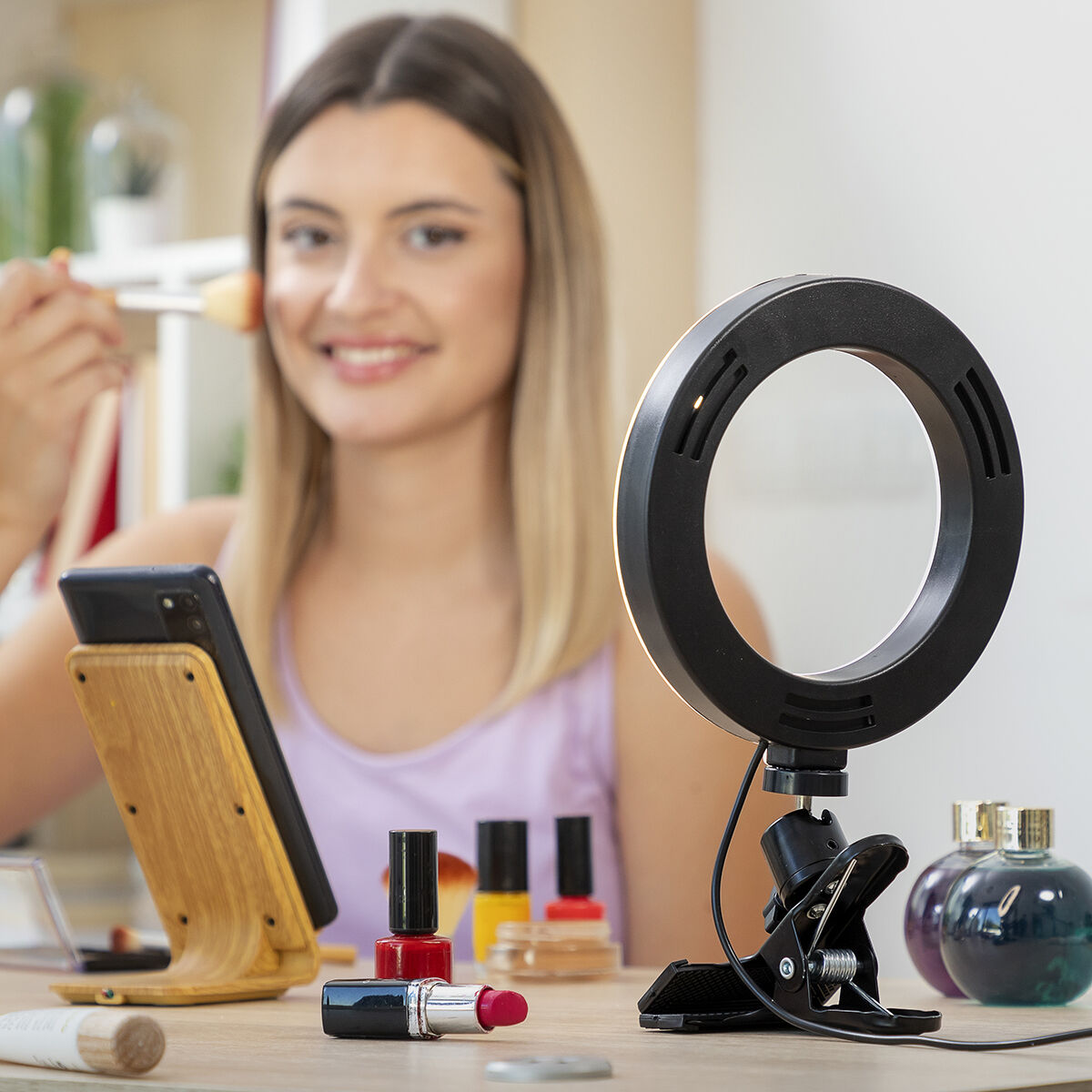 Selfie-ring med holderklemme Lumahoop InnovaGoods
